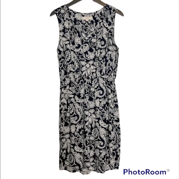 LOFT | Dresses | Loft Paisley Black And White Dress Medium | Poshmark